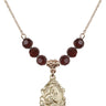 Saint Gerard Majella Birthstone Necklace | 3/4 inch | 6mm Beads  Garnet 14kt Gold Filled