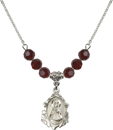 Infant of Prague Birthstone Necklace | 3/4 inch | 6mm Beads | N30-0822I