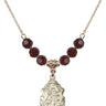 Saint Joseph Birthstone Necklace | 3/4 inch | 6mm Beads  Garnet 14kt Gold Filled