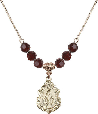 Sterling Miraculous Medal Birthstone Necklace | 3/4 inch | 6mm Beads | N30-0822M