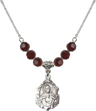 Collar Escapulario con Piedra de Nacimiento | 1.9 cm | Cuentas de 6 mm | N30-0822S