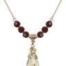 Infant of Prague Birthstone Necklace | 1 inch | 6mm Beads  Garnet 14kt Gold Filled