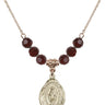 Miraculous Medal Birthstone Necklace | 3/4 inch | 6mm Beads  Garnet 14kt Gold Filled