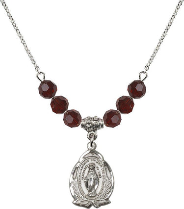 Miraculous Medal Birthstone Necklace for Women | 3/4 inch