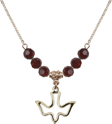 Sterling Holy Spirit Birthstone Necklace | 5/8 inch | 6mm Beads