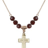 Cross Birthstone Necklace | 7/8 inch | 6mm Beads  Garnet 14kt Gold Filled