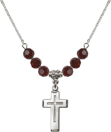 Cross Birthstone Necklace | 7/8 inch | 6mm Beads