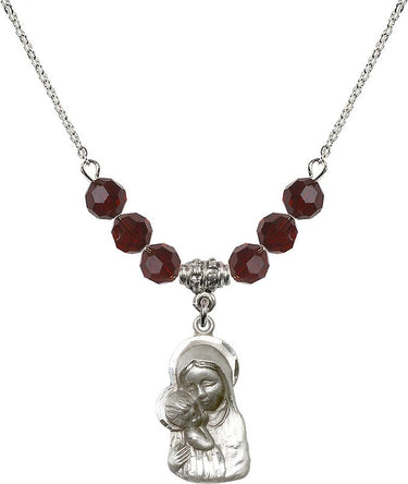 Madonna & Child Birthstone Necklace | 7/8 inch | 6mm Beads