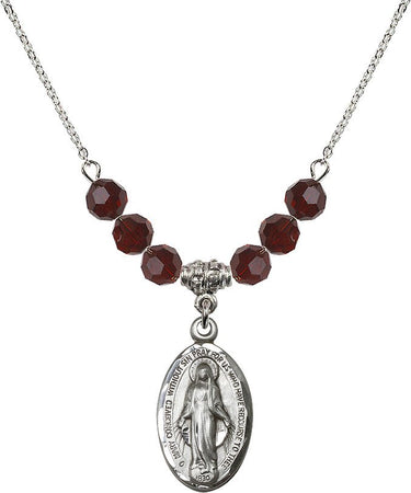 Women's Miraculous Medal Birthstone Necklace | 7/8 inch