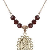 Saint Christopher Birthstone Necklace | 1 inch | 6mm Beads  Garnet 14kt Gold Filled