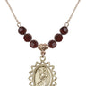 Saint Christopher Birthstone Necklace | 1 inch | 6mm Beads  Garnet 14kt Gold Filled
