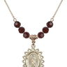 Our Lady of Guadalupe Birthstone Necklace | 1 inch | 6mm Beads  Garnet 14kt Gold Filled