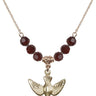Holy Spirit Birthstone Necklace | 3/4 inch | 6mm Beads  Garnet 14kt Gold Filled