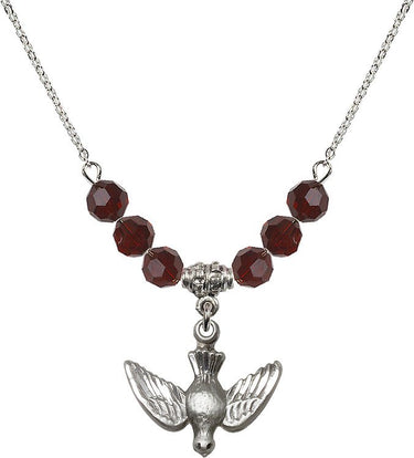Holy Spirit Birthstone Necklace | 3/4 inch | 6mm Beads | N30-1628
