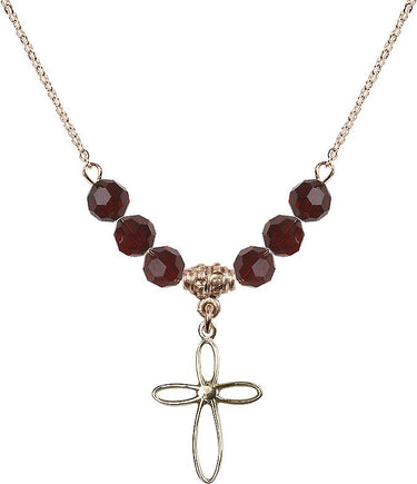 Loop Cross Birthstone Necklace | 3/4 inch | 6mm Beads