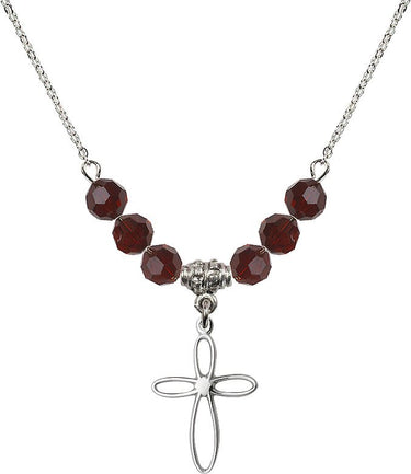 Loop Cross Birthstone Necklace | 3/4 inch | 6mm Beads