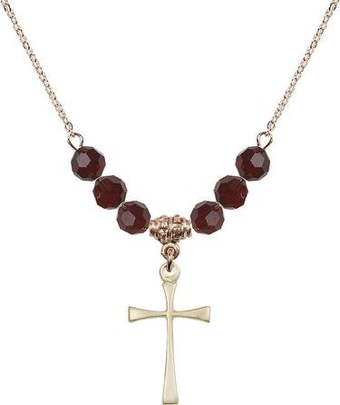 Maltese Cross Birthstone Necklace | 7/8 inch | 6mm Beads