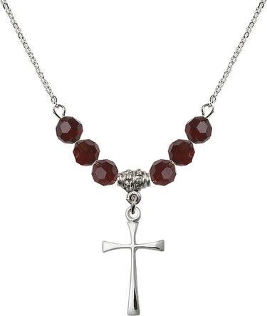 Maltese Cross Birthstone Necklace | 7/8 inch | 6mm Beads