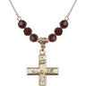 Crucifix Birthstone Necklace | 1 3/8 inch | 6mm Beads  Garnet 14kt Gold Filled