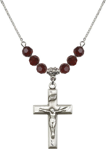 Crucifix Birthstone Necklace | 1 3/8 inch | 6mm Beads | N30-2186