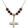 Cross Birthstone Necklace | 1 1/8 inch | 6mm Beads  Garnet 14kt Gold Filled