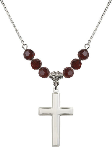 Beads Cross Birthstone Necklace | 1 1/8 inch | 6mm Beads | N30-2190
