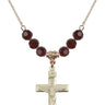 Crucifix Birthstone Necklace | 1 1/8 inch | 6mm Beads  Garnet 14kt Gold Filled