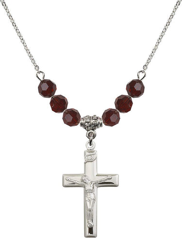 Beads Crucifix Birthstone Necklace | 1 1/8 inch | 6mm Beads | N30-2191