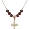 Cross Birthstone Necklace | 7/8 inch | 6mm Beads  Garnet 14kt Gold Filled