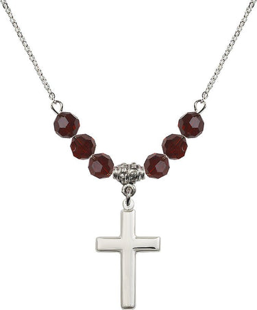 Women's Cross Birthstone Necklace | 7/8 inch | 6mm Beads | N30-2195