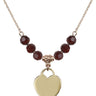 Heart Birthstone Necklace | 3/4 inch | 6mm Beads  Garnet 14kt Gold Filled
