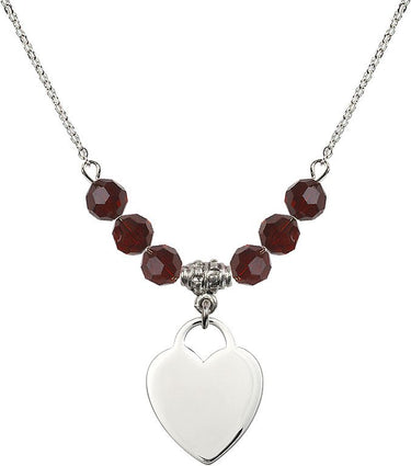 Heart Birthstone Necklace | 3/4 inch | 6mm Beads