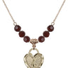 Miraculous Medal Birthstone Necklace | 3/4 inch | 6mm Beads  Garnet 14kt Gold Filled