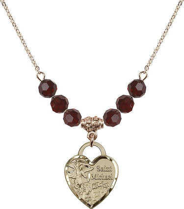 Saint Michael the Archangel Michael Birthstone Necklace | 3/4 inch | N30-3203