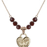 Confirmation Heart Birthstone Necklace | 3/4 inch | 6mm Beads  Garnet 14kt Gold Filled
