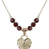 Graduation Heart Birthstone Necklace | 3/4 inch | 6mm Beads  Garnet 14kt Gold Filled
