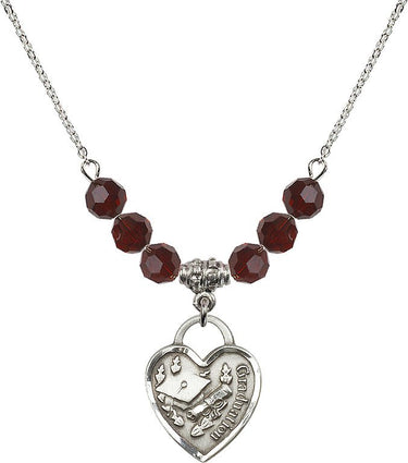 Graduation Heart Birthstone Necklace | 3/4 inch | 6mm Beads