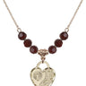 Footprints Heart Birthstone Necklace | 3/4 inch | 6mm Beads  Garnet 14kt Gold Filled