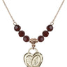 Miraculous Medal Birthstone Necklace | 3/4 inch | 6mm Beads  Garnet 14kt Gold Filled
