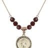 Miraculous Medal Birthstone Necklace | 3/4 inch | 6mm Beads  Garnet 14kt Gold Filled