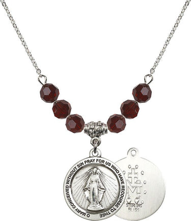 Beads Miraculous Medal Birthstone Necklace | 3/4 inch | 6mm Beads | N30-4056