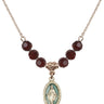 Miraculous Medal Birthstone Necklace | 5/8 inch | 6mm Beads  Garnet 14kt Gold Filled