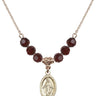 Miraculous Medal Birthstone Necklace | 5/8 inch | 6mm Beads  Garnet 14kt Gold Filled