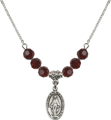 Beads Miraculous Medal Birthstone Necklace | 5/8 inch | 6mm Beads