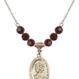Saint Christopher Birthstone Necklace | 7/8 inch | 6mm Beads  Garnet 14kt Gold Filled