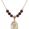 Saint Christopher Birthstone Necklace | 7/8 inch | 6mm Beads  Garnet 14kt Gold Filled