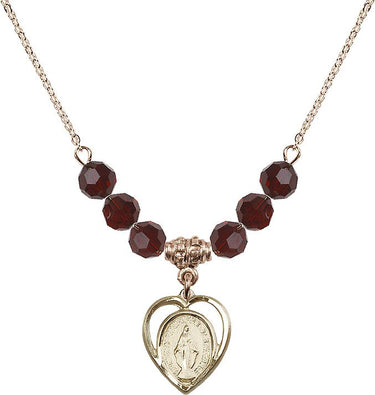 Women's Miraculous Medal Birthstone Necklace | 5/8 inch
