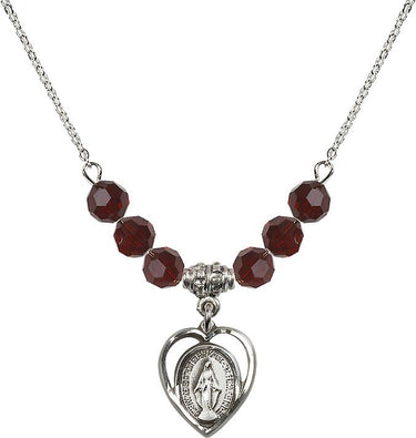 Women's Miraculous Medal Birthstone Necklace | 5/8 inch