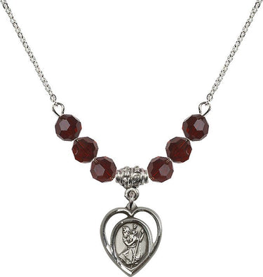 Saint Christopher Birthstone Necklace | 5/8 inch | 6mm Beads