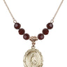 Miraculous Medal Birthstone Necklace | 7/8 inch | 6mm Beads  Garnet 14kt Gold Filled